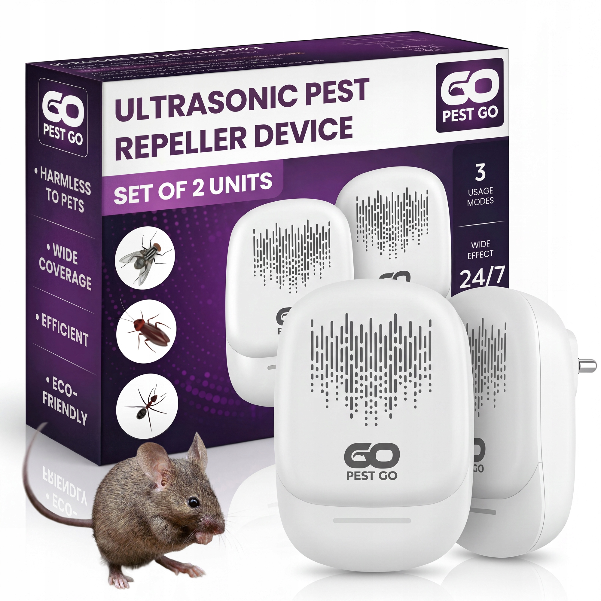 GO PEST GO® ultrazvukový odpudzovač hlodavcov do 140 m²